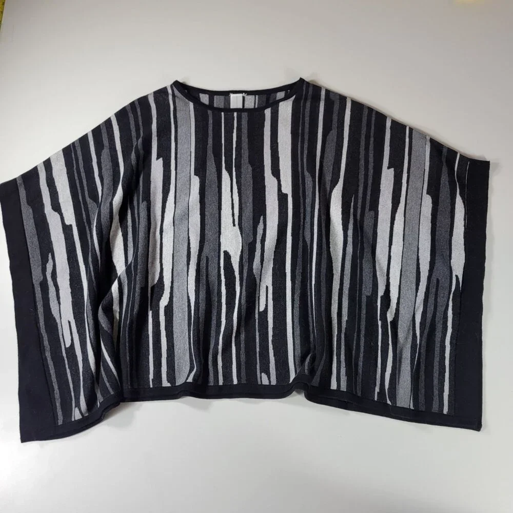 Marla Wynne Layers Women's Oversized Poncho Lagenlook Black Soft Knit Cotton